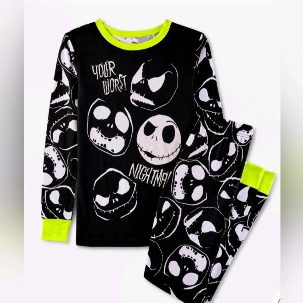 NWT Disney Nightmare Before Christmas Jack Skellington kid 2pc pajama set Size 8